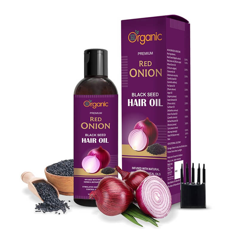 360 DEGREEORGANIC Red Onion Black Seed Hair Oil WITH COMB APPLICATOR Controls Hair Fall - 100 ml