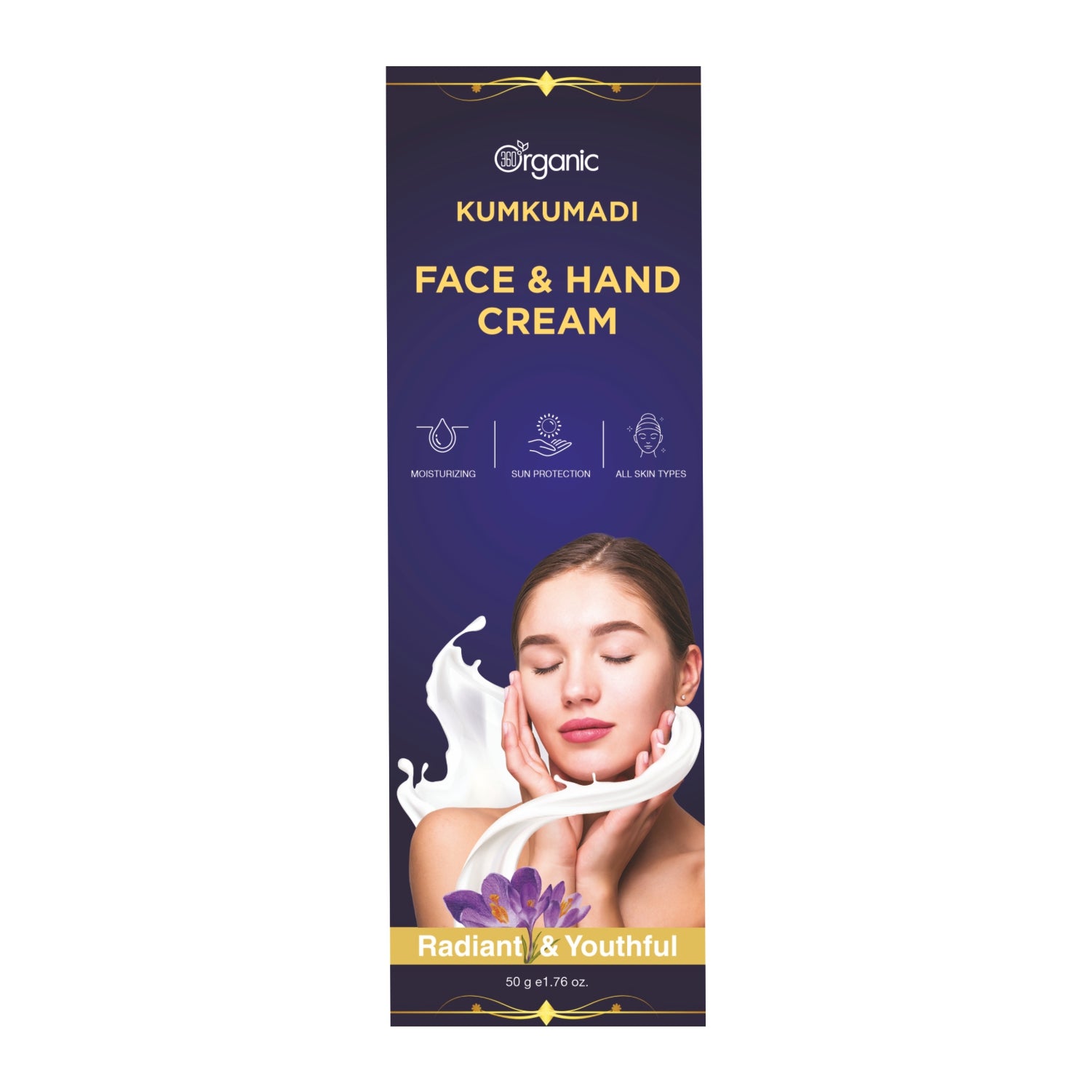 360 Degree Organic Kumkumadi face and hand cream for Moisturising Face and hand Cream for Glowing Skin - 50g