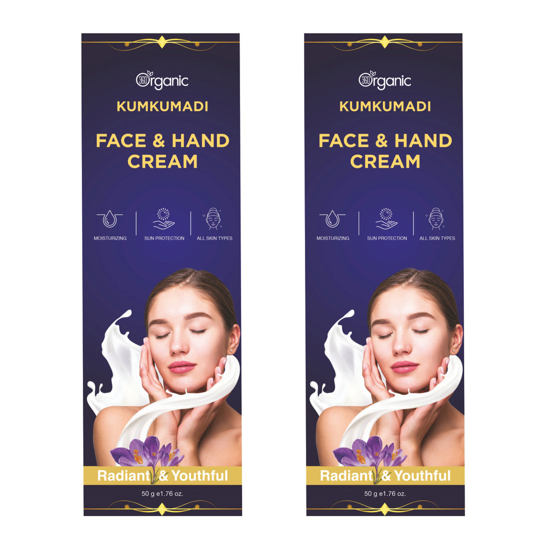 360 Degree Organic Kumkumadi face and hand cream for Moisturising Face and hand Cream for Glowing Skin - 50g