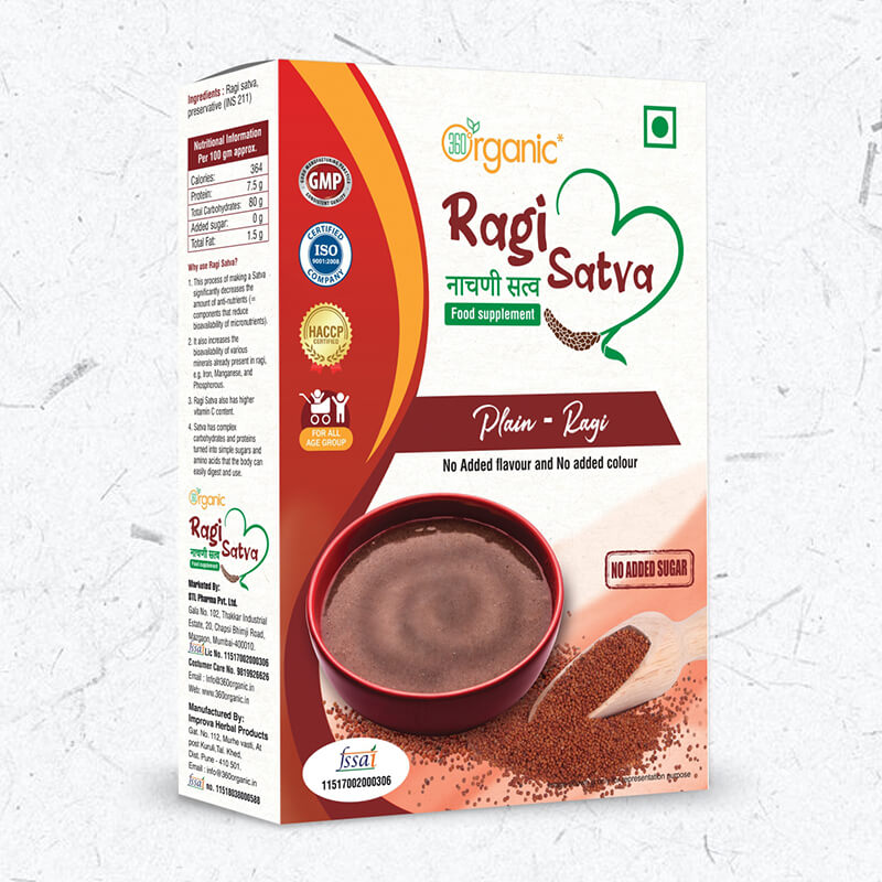 360 Degree Organic Ragi Satva Plain Ragi Healthy Food-250gm (Nachani Satva)