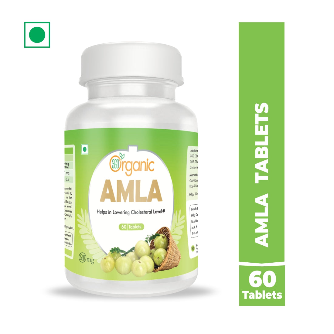 360 Degree Organic Amla Tablet 500 mg (60 Tablets)
