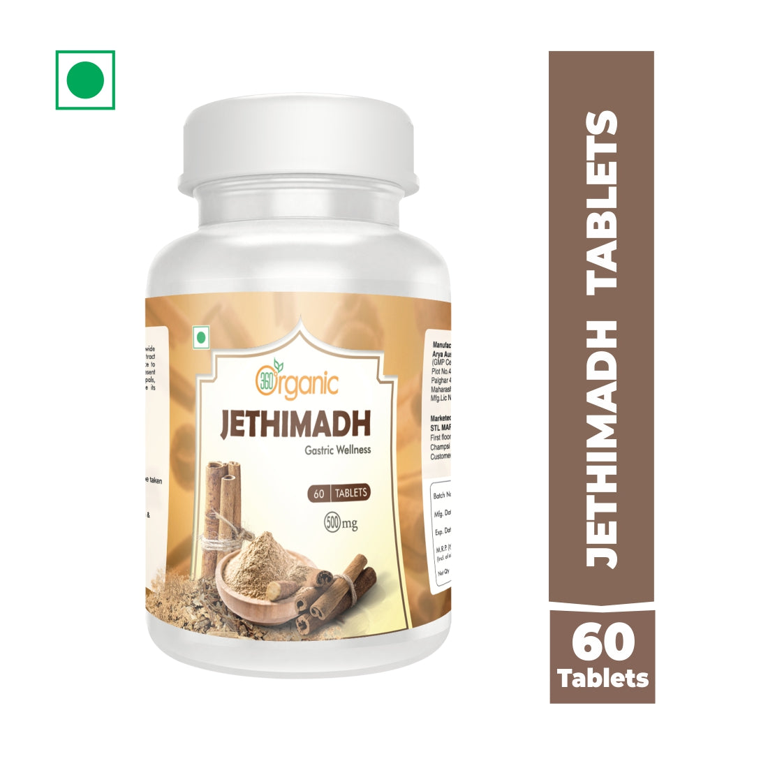 360 Degree Organic Jethimadh Tablets  500 mg  (60 Tablets)