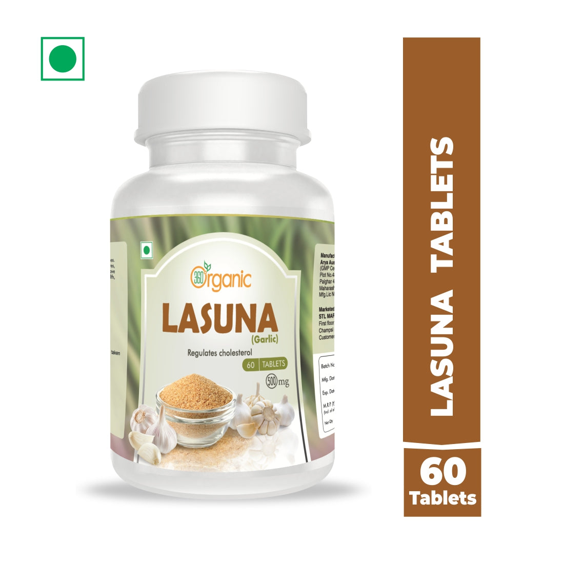 360 Degree Organic Lasuna Tablets  500 mg (60 Tablets)