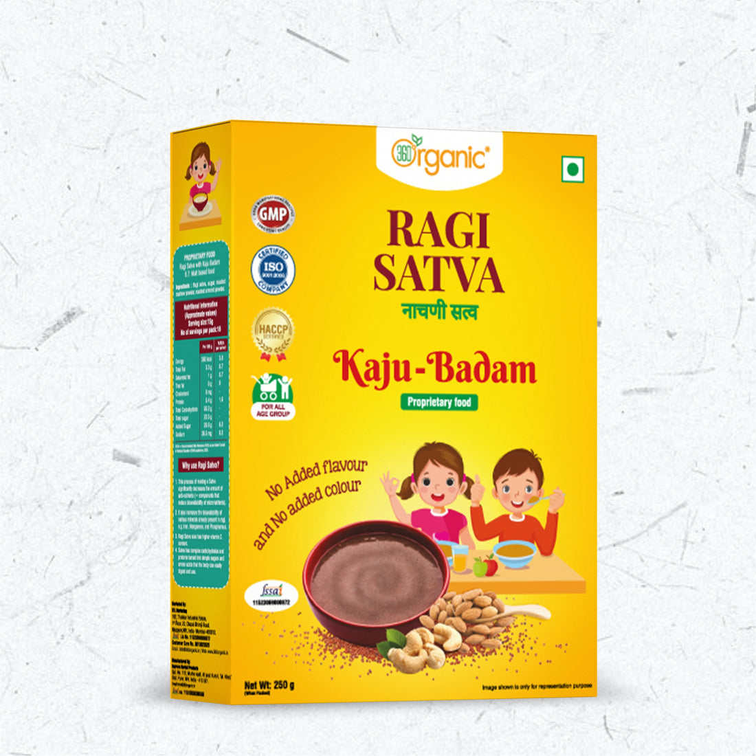 360 Degree Organic Ragi Satva Kaju Badam Healthy Food (Nachani Satva) 250 Gm Each  Pack Of 2