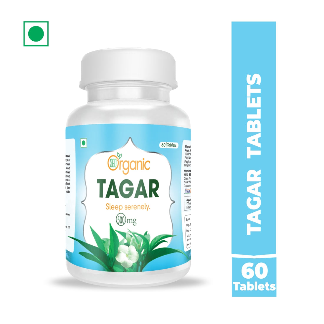360 Degree Organic Tagar Tablets 500 mg  (60 Tablets)