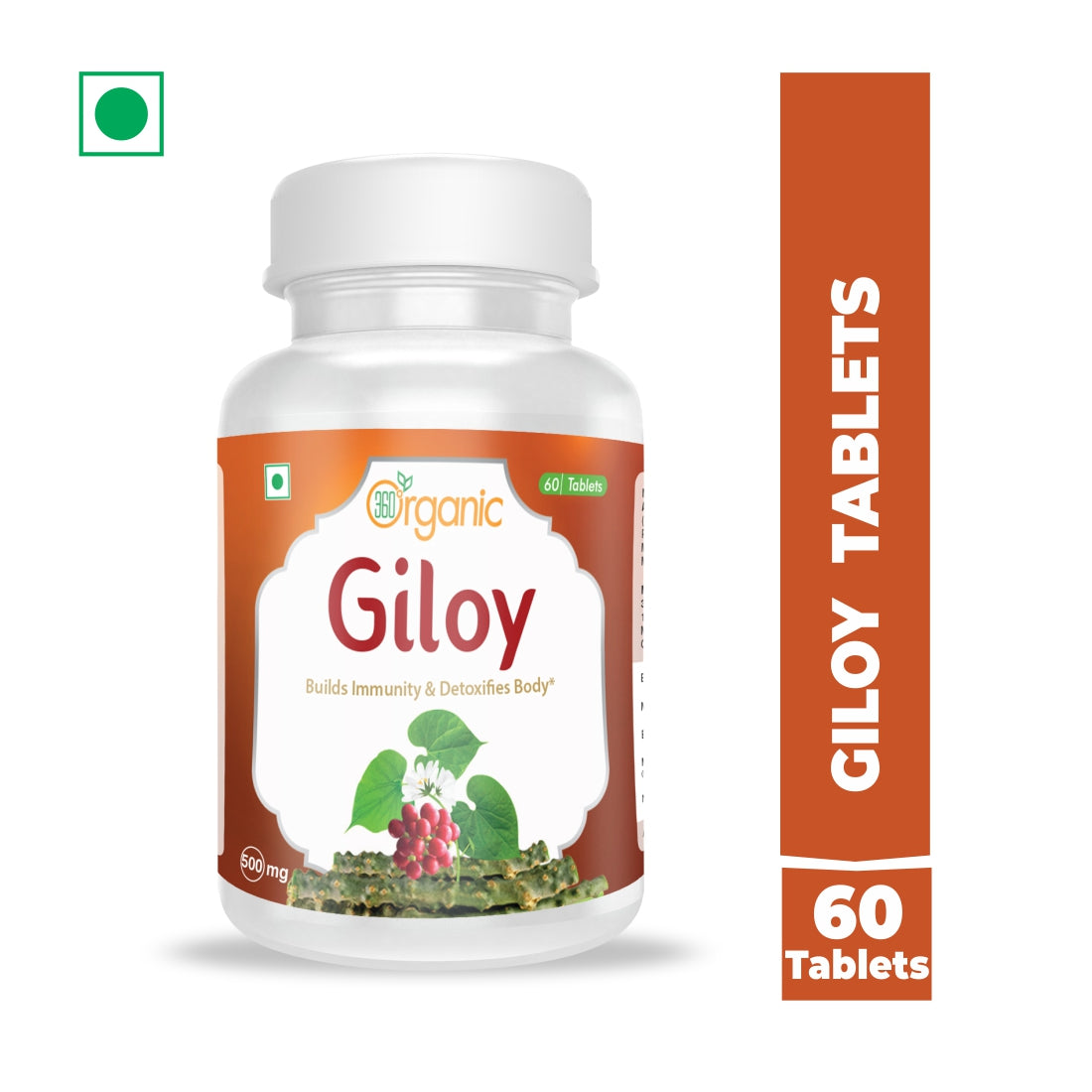 360 Degree Organic Giloy Tablets  500 mg  (60 Tablets)