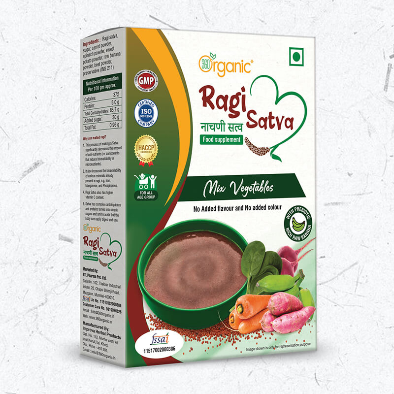 360 Degree Organic_Ragi Satva Mix Vegetables Healthy food - 250g (Nachani Satva)