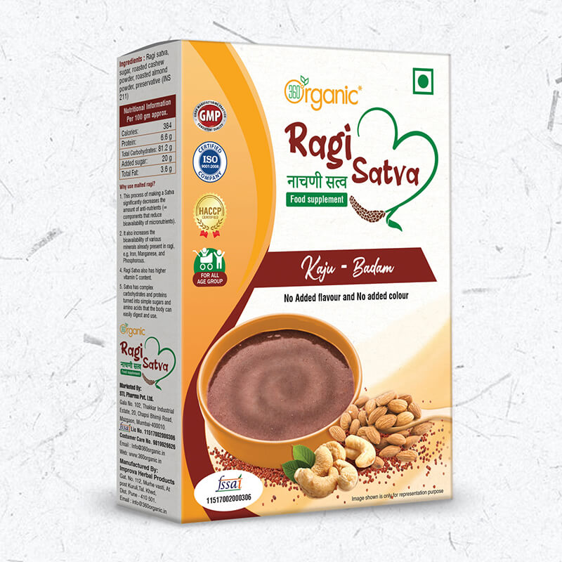 360 DEGREEORGANIC Ragi Satva Kaju Badam Healthy food - 250g (Nachani Satva)