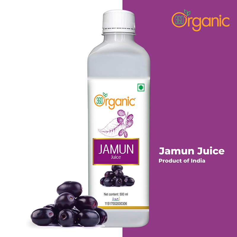 360 Degree Organic Jamun Juice for Helps Control Blood Sugar Level and Build Immunity - 500 ml