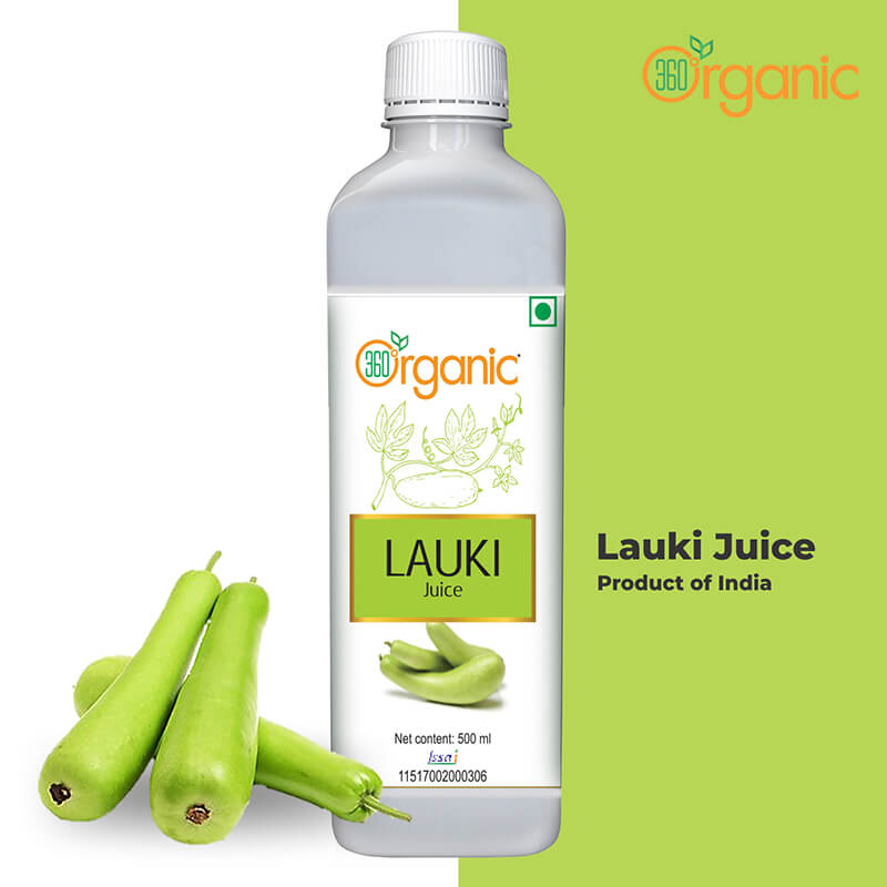 360 Degree Organic Lauki Juice (Bottle Gourd Juice) for Help Detoxify the Liver, Cleanse the Digestive System, and Purify Blood- 500 ml