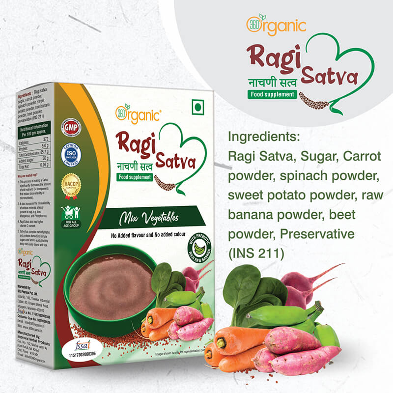 360 Degree Organic_Ragi Satva Mix Vegetables Healthy food - 250g (Nachani Satva)