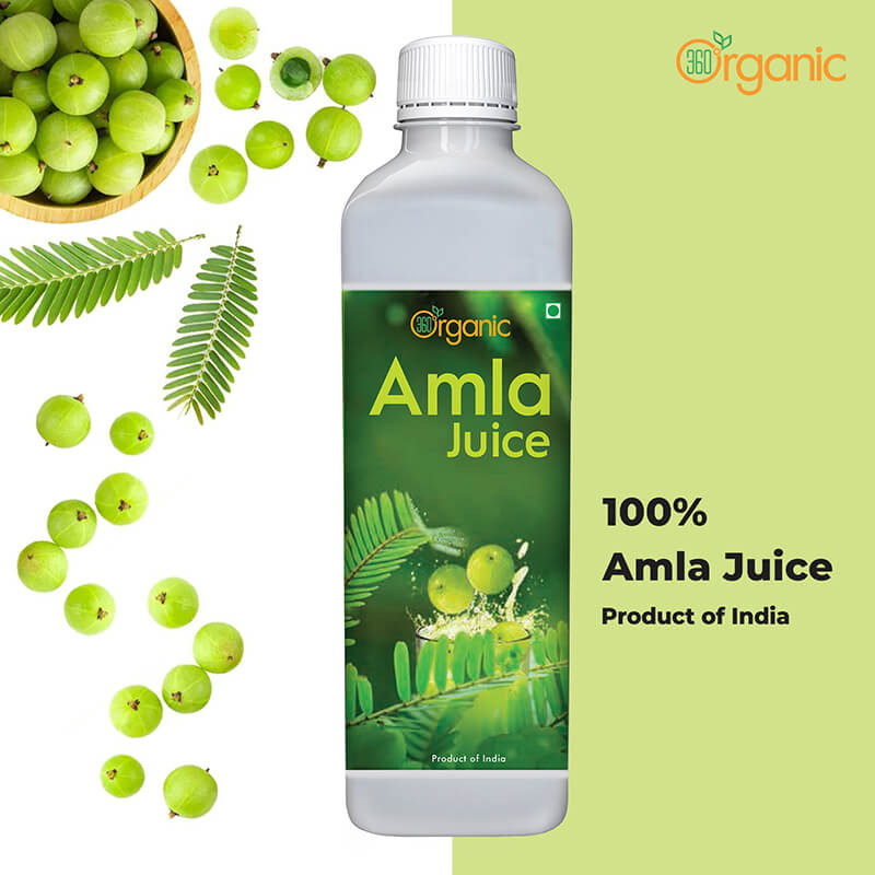 360 Degree Organic Amla Juice Natural Immunity Booster  Rich in Vitamin C  Digestion Booster - 500 ml