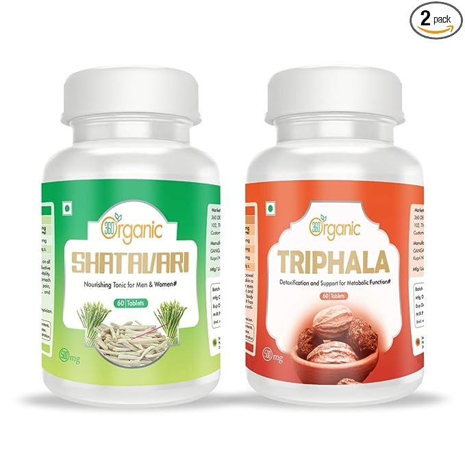 360 Degree Organic Shatavari 60 Tab + Triphala 60 Tab Combo