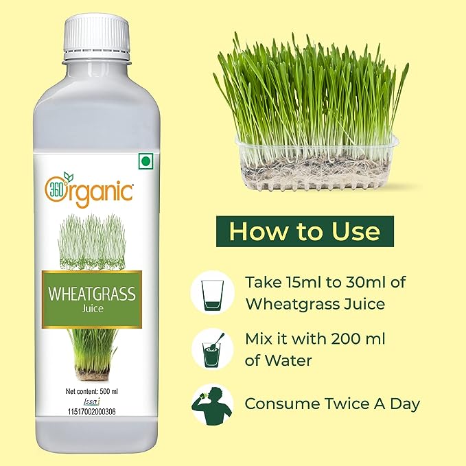 360 Degree Organic Wheatgrass for Help Detoxify the Liver, Cleanse the Digestive System, and Purify Blood- 500 ml