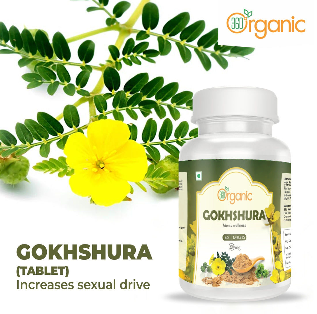 360 Degree Organic Gokhshura Tablets  500 mg  (60 Tablets)