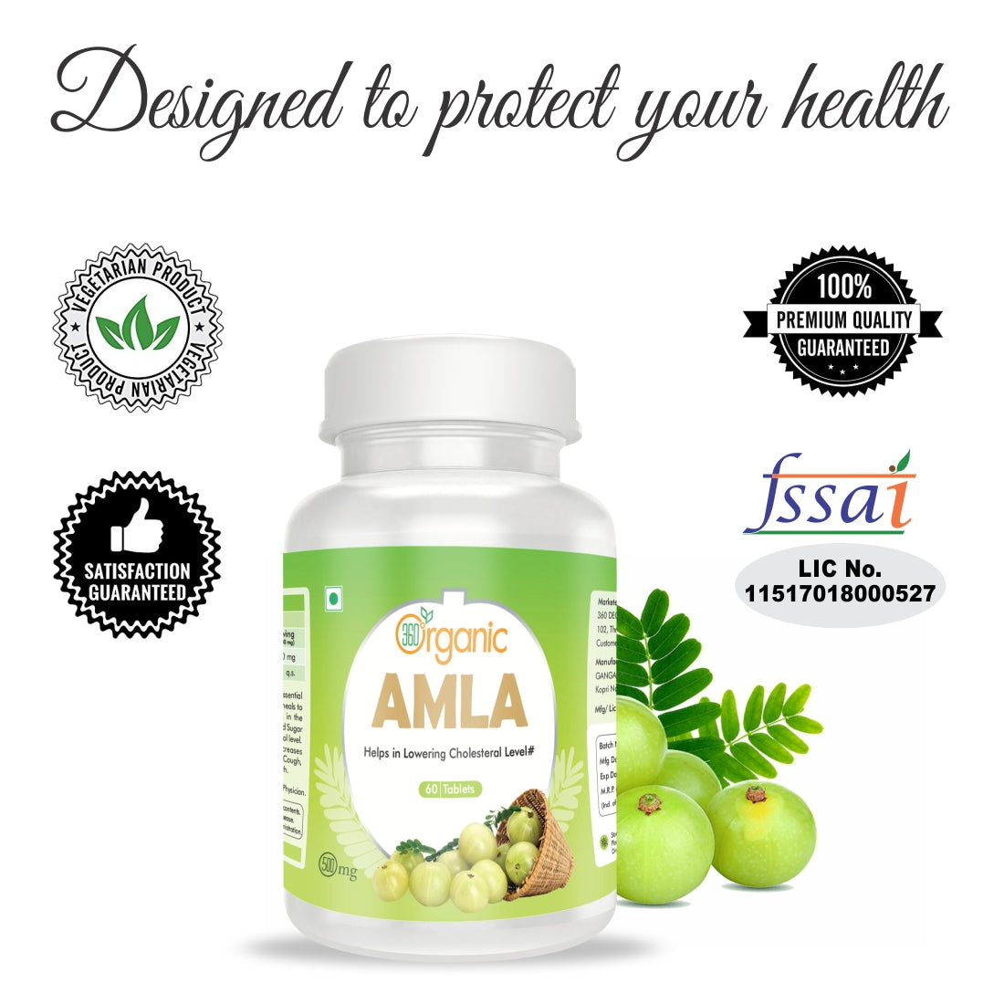 360 Degree Organic Amla Tablet 500 mg (60 Tablets)