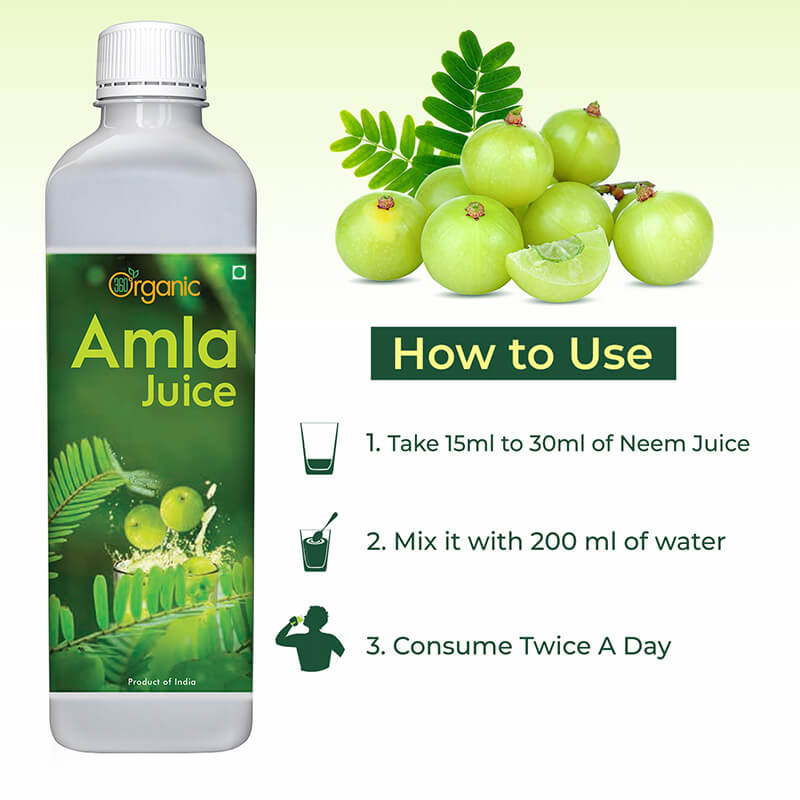 360 Degree Organic Amla Juice Natural Immunity Booster  Rich in Vitamin C  Digestion Booster - 500 ml