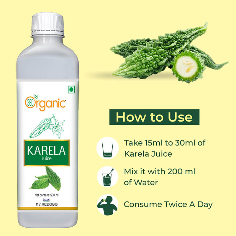 360 Degree Organic Karela (Bitter Gourd) Juice - 500 ml