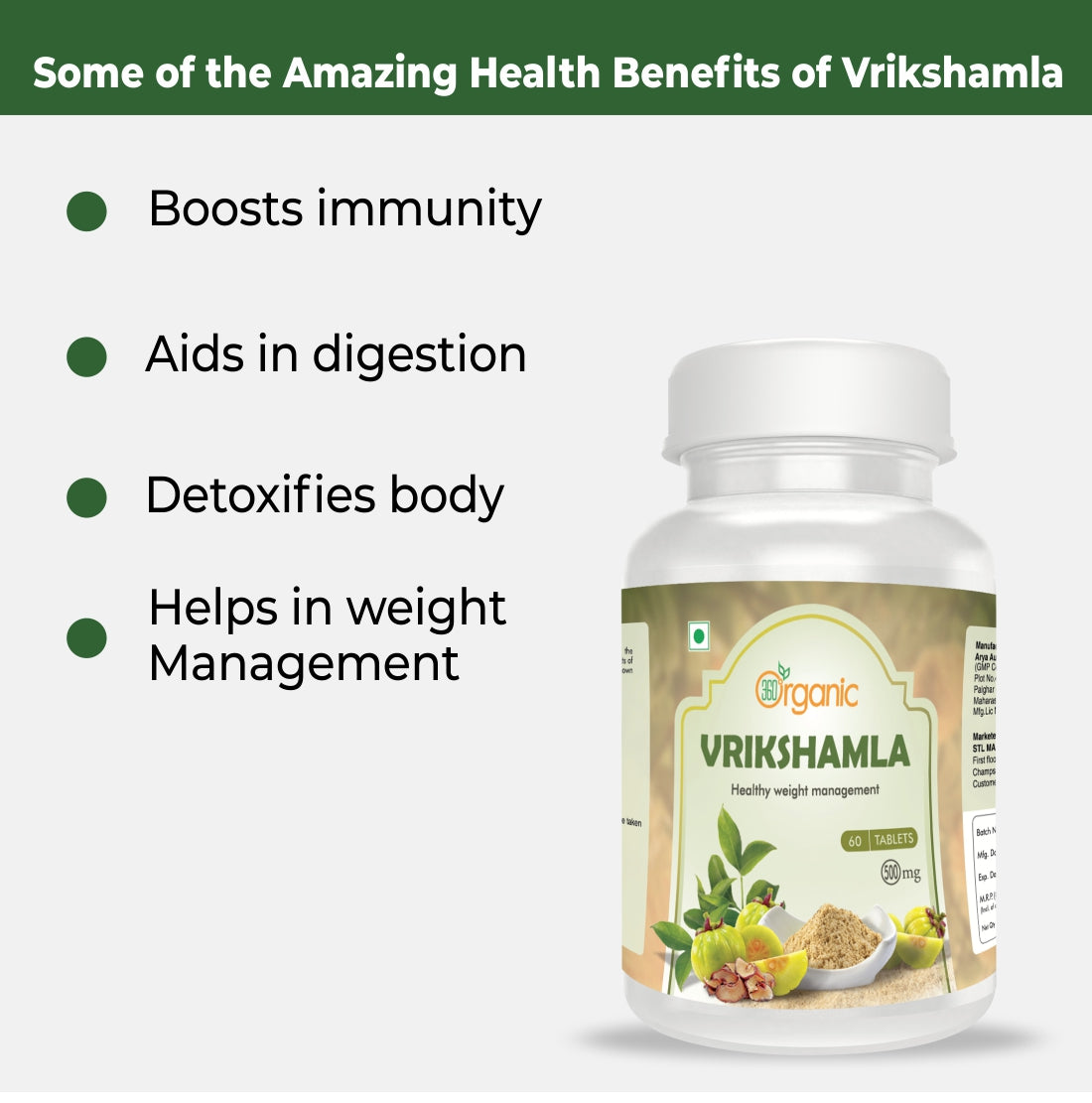 360 Degree Organic Vrukshamala Tablets  500 mg (60 Tablets)