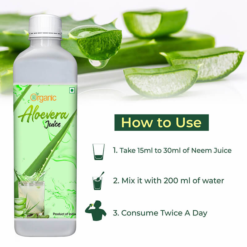 360 Degree Organic Aloe Vera Juice for Skin and Hair No Added Sugar - 500ml