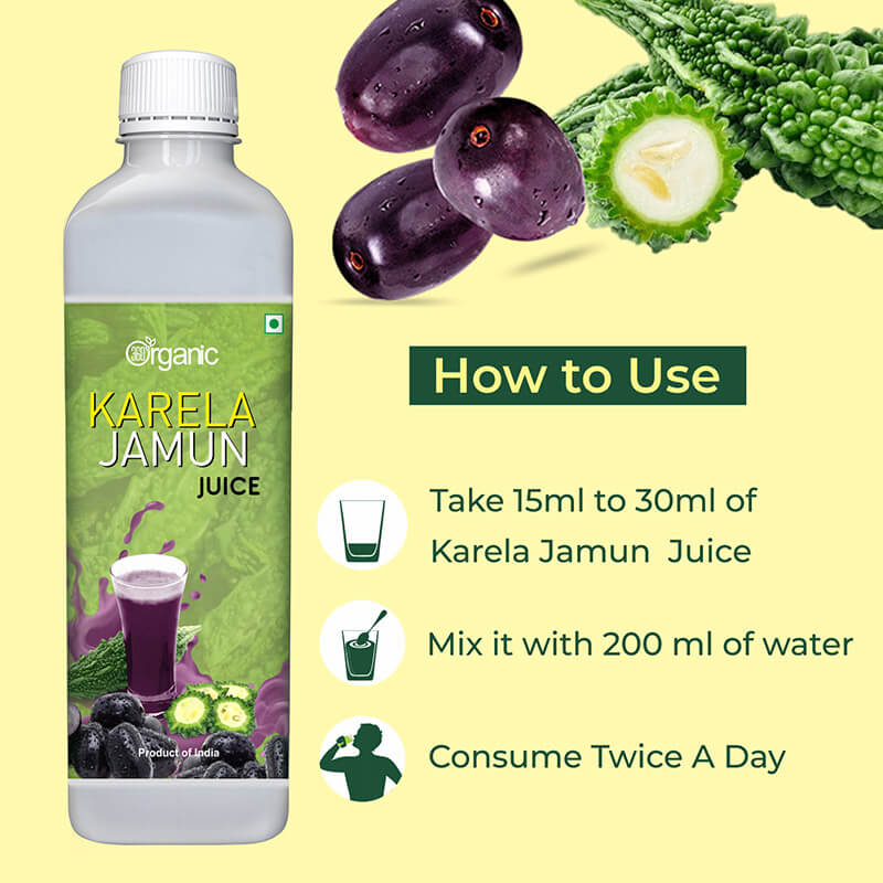 360 Degree Organic Karela Jamun Juice for Controls Blood Sugar Levels  Fights Cholesterol  Helps Improves Digestion  Helps Build Immunity  Skin Wellness - No Added Sugar - 500 ml