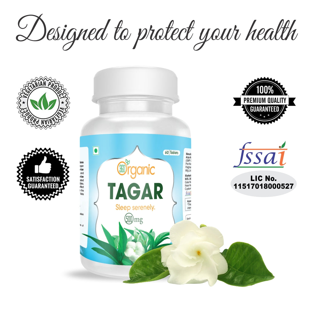 360 Degree Organic Tagar Tablets 500 mg  (60 Tablets)