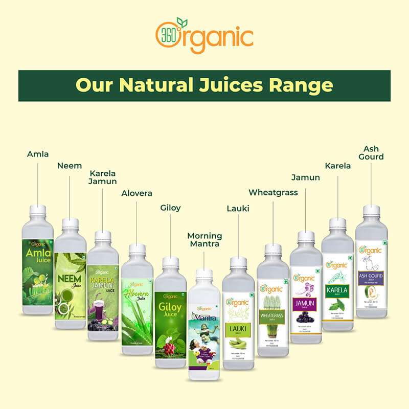 360 Degree Organic Jamun Juice for Helps Control Blood Sugar Level and Build Immunity - 500 ml