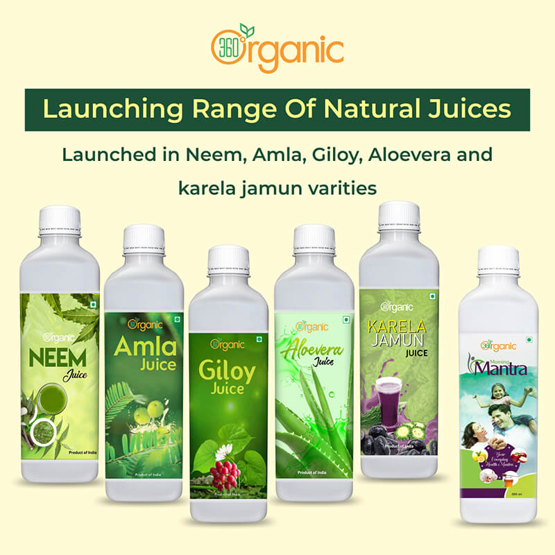 360 Degree Organic Amla Juice Natural Immunity Booster  Rich in Vitamin C  Digestion Booster - 500 ml