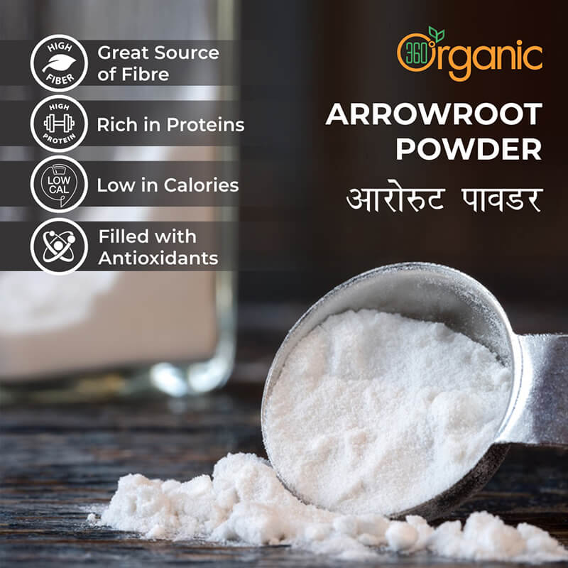 360 Degree Organic Arrowroot Powder for Gravy, Puddings, Soups, Bread and More - 100gm