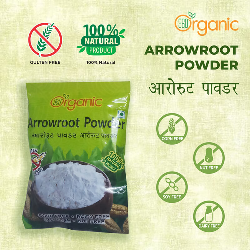 360 Degree Organic Arrowroot Powder for Gravy, Puddings, Soups, Bread and More - 100gm