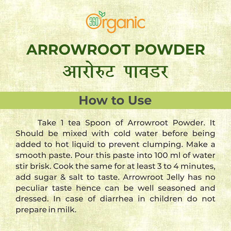 360 Degree Organic Arrowroot Powder for Gravy, Puddings, Soups, Bread and More - 100gm