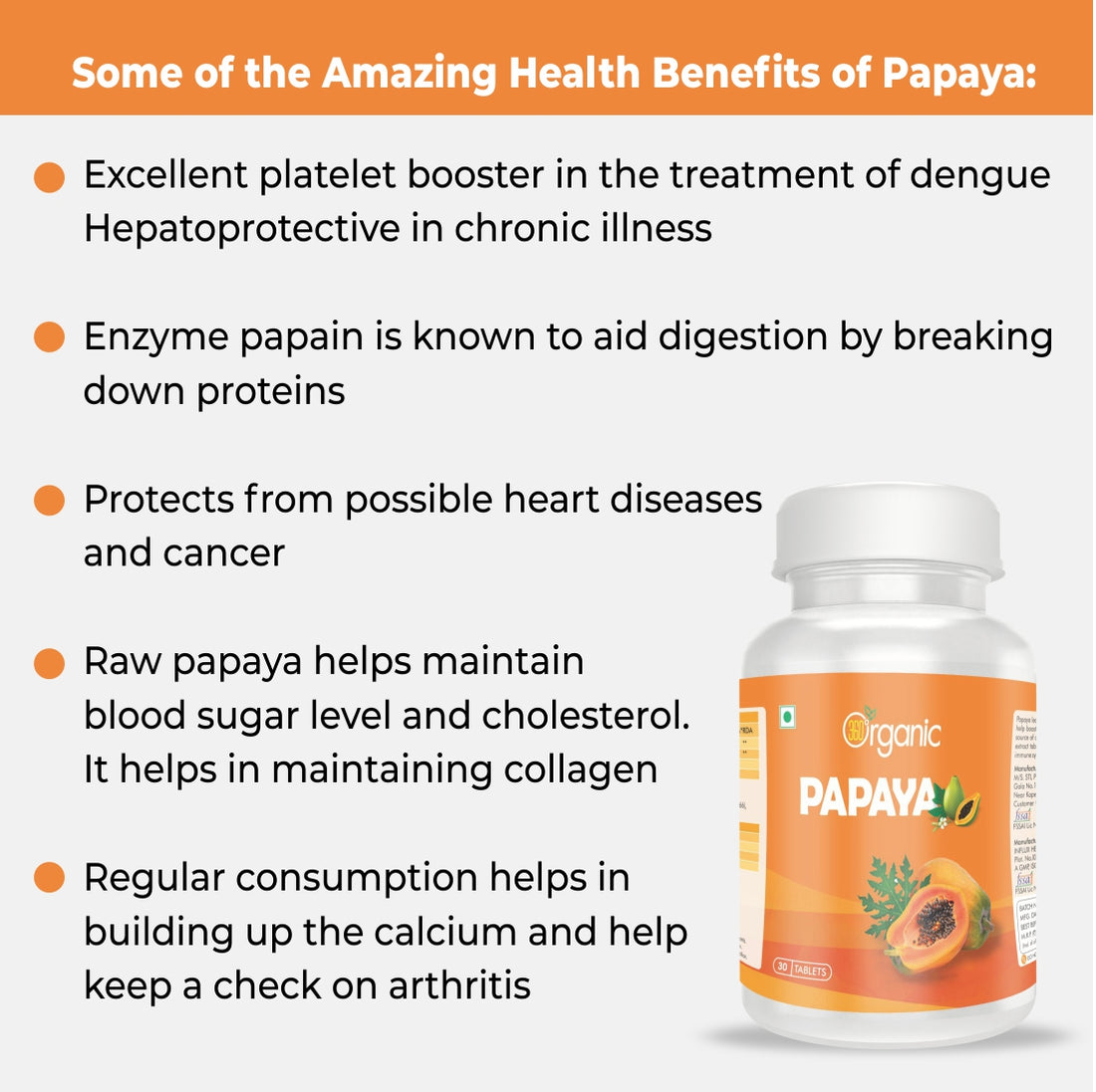 360 Degree Organic Papaya Leaf Tablets  500 mg (60 Tablets)