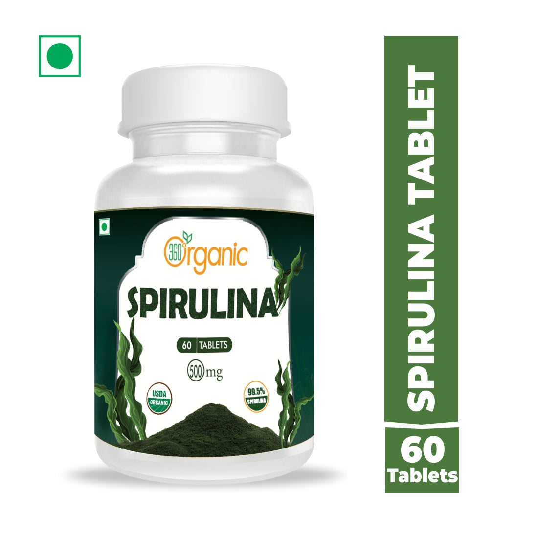 360 Degree Organic Spirulina Tablets  500mg (60 Tablets)