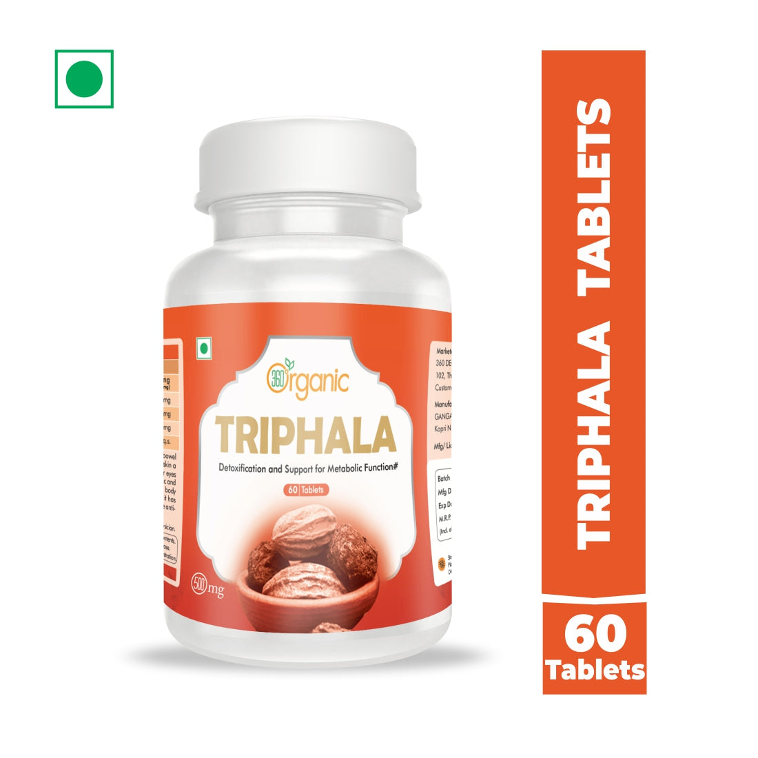 360 Degree Organic Triphala Tablets  500 mg  (60 Tablets)
