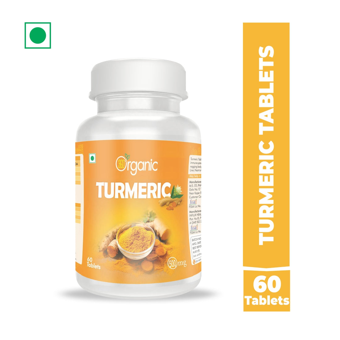 360 Degree Organic Turmeric Tablets 500 mg (60 Tablets)