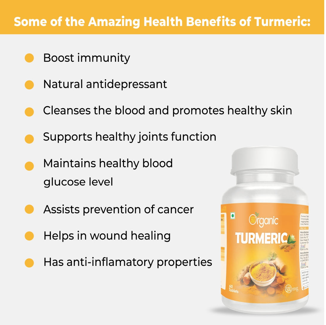 360 Degree Organic Turmeric Tablets 500 mg (60 Tablets)