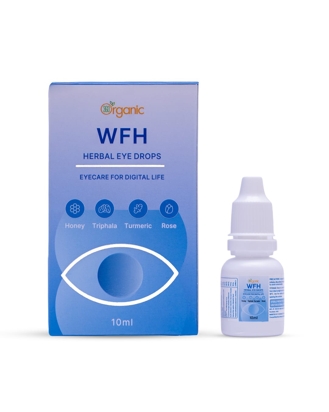 360 Degree Organic WFH Ayurvedic Eye Drops 10ml (For Digital Care) (Pack of 3), Free 1 pcs 5ml worth Rs 100.