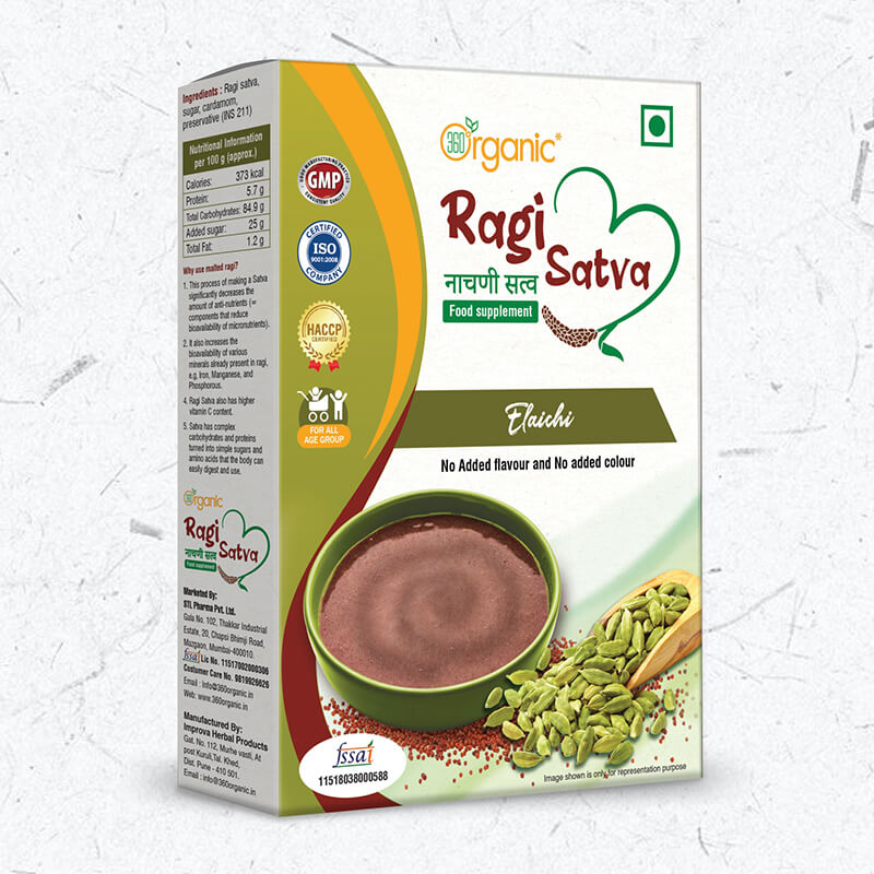 360 DEGREEORGANIC Ragi Satva Elaichi Healthy food - 250g Nachani Satva